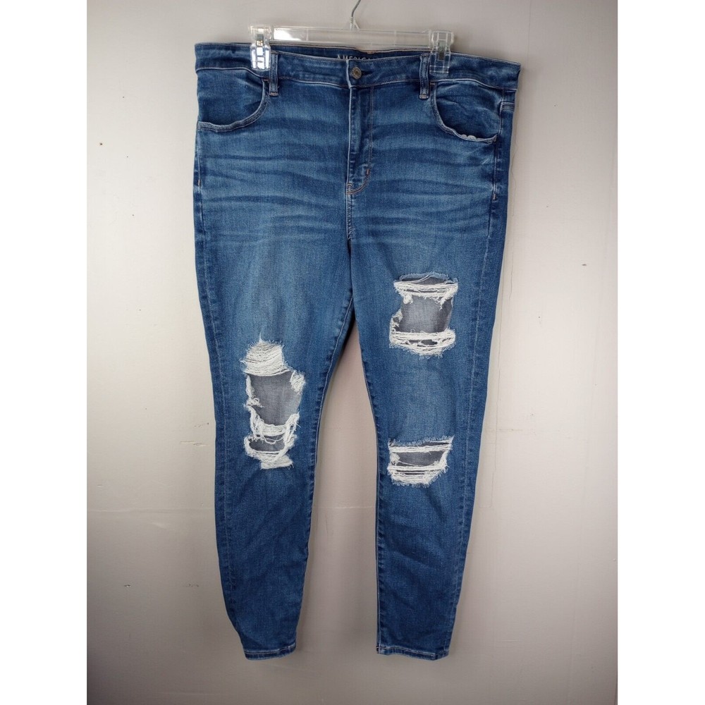 American Eagle Next Level Stretch Hi Rise Distressed Jegging Skinny Size 18R